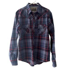 Wrangler Men's Western Pearl Snap Button Down Shirt
